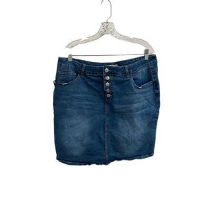 Royalty For Me Womens Denim Button-Front Jean Skirt Size 16W Comfort Fit